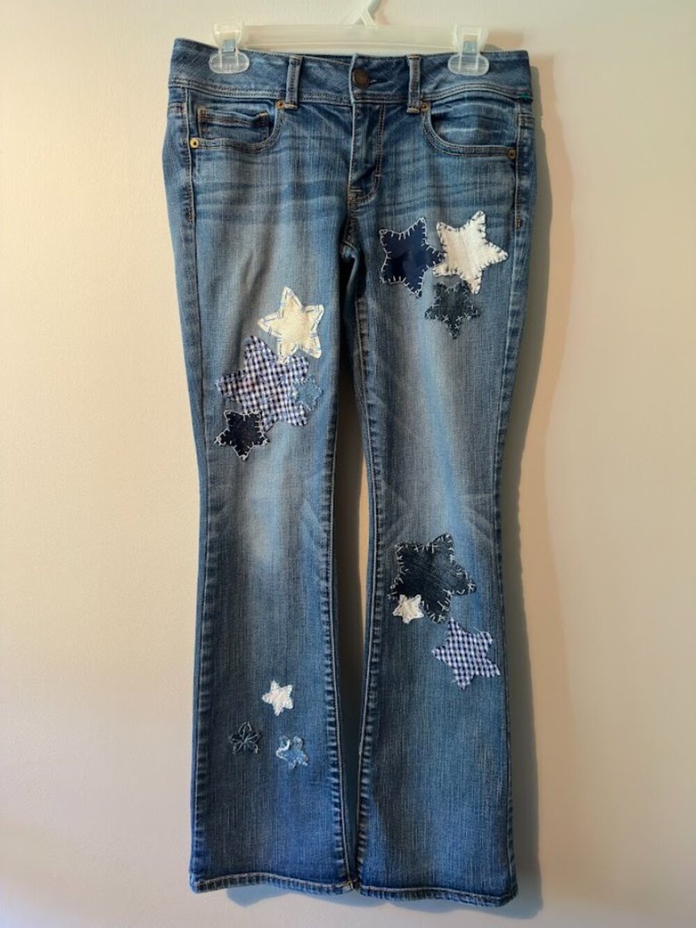 American Eagle Outfitters OOAK Womens Sz 6 Patchwork Denim Jeans, Boho style